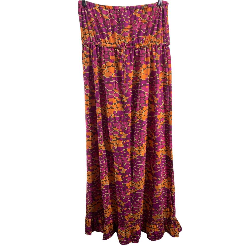Capelli New York Pink & Orange Strapless Midi Dress Women's Size Large